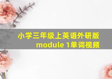 小学三年级上英语外研版module 1单词视频